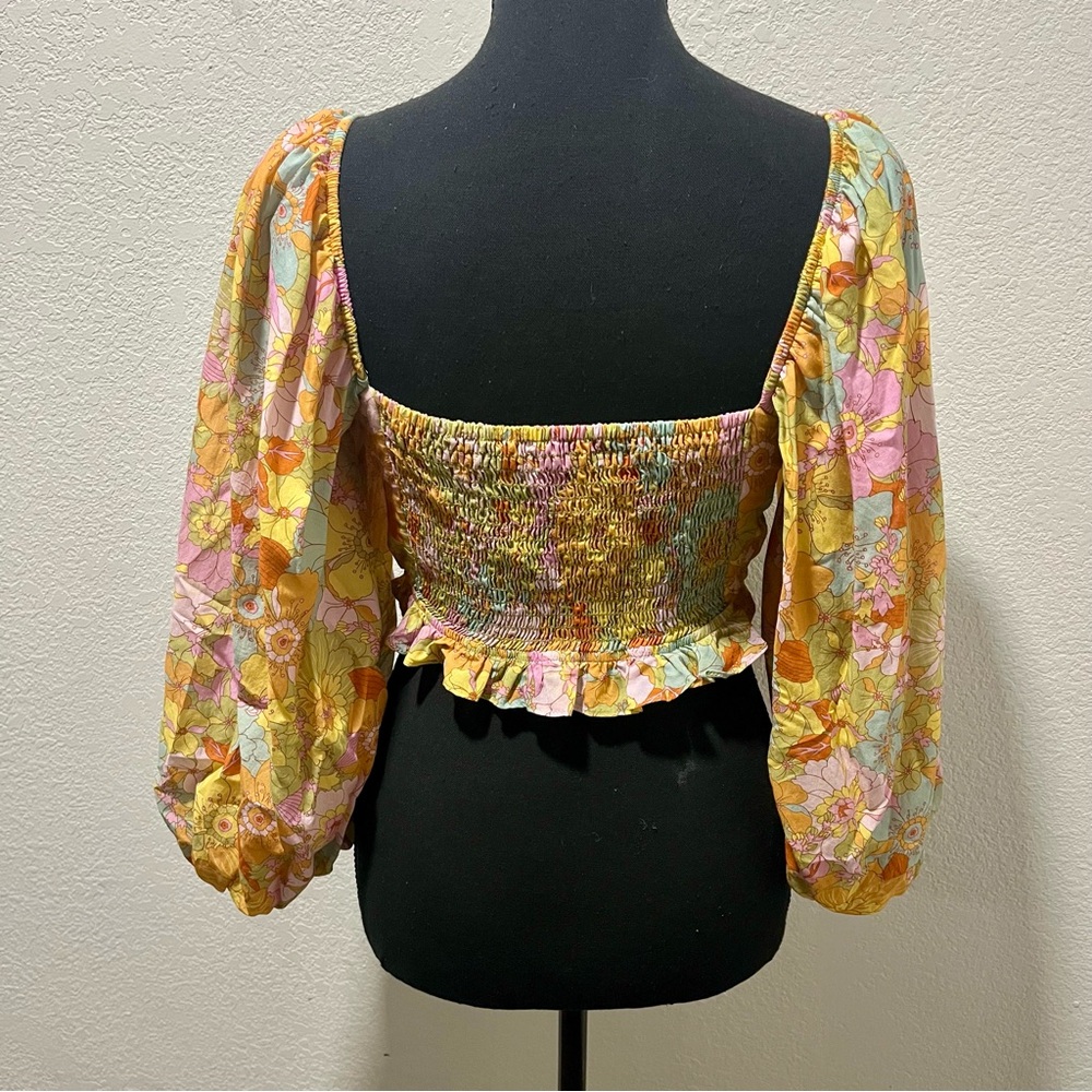 Show Me Your MuMu Jenna Yellow Floral Puff Sleeve Blouse - Picture 9 of 15